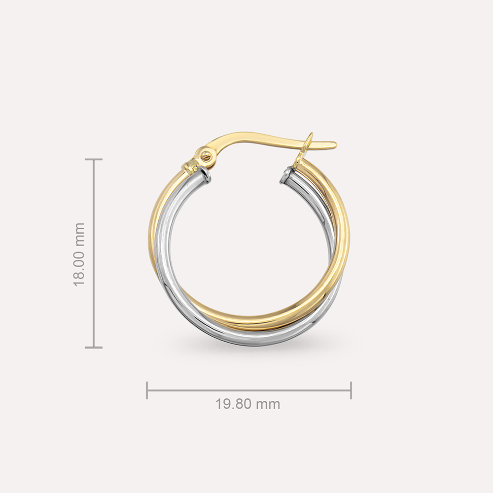 Miley Midi Yellow and White Gold Hoop Earring - 3