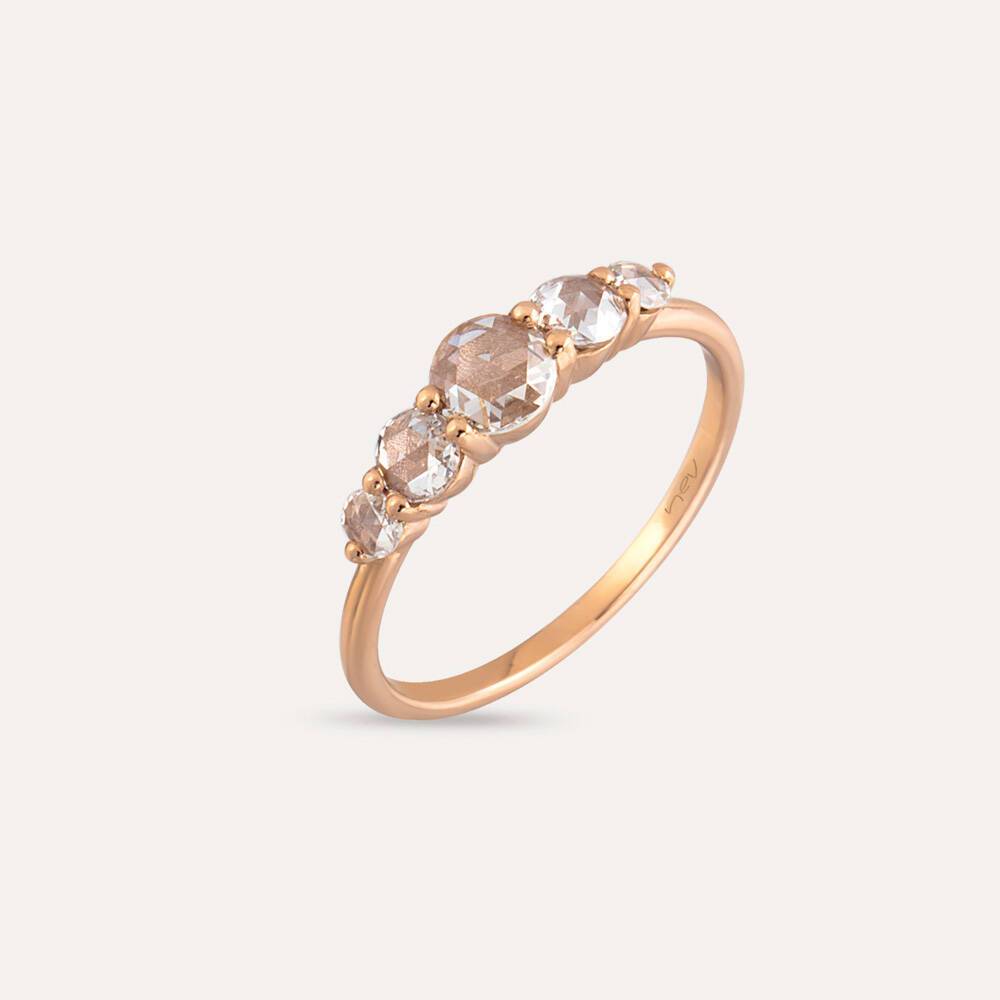 Minerva 0.51 CT Rose Cut Diamond Five Stones Ring