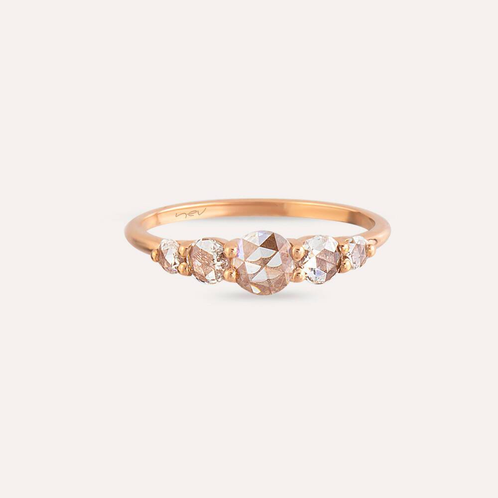 Minerva 0.51 CT Rose Cut Diamond Five Stones Ring