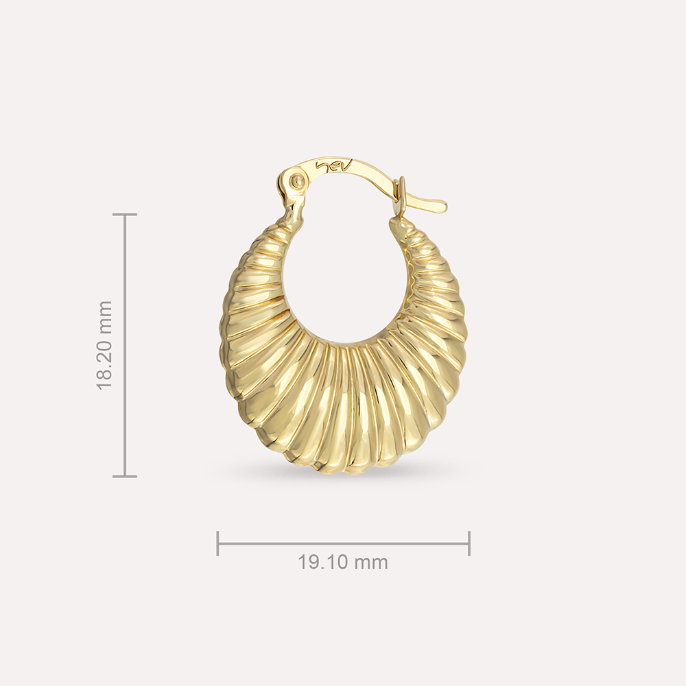 Mini Clam Yellow Gold Hoop Earring - 3