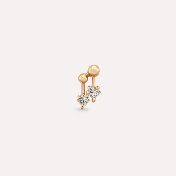 Mini Nota Princess Cut Diamond Rose Gold Single Earring - 3