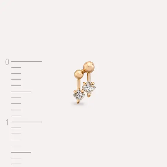 Mini Nota Princess Cut Diamond Rose Gold Single Earring - 4