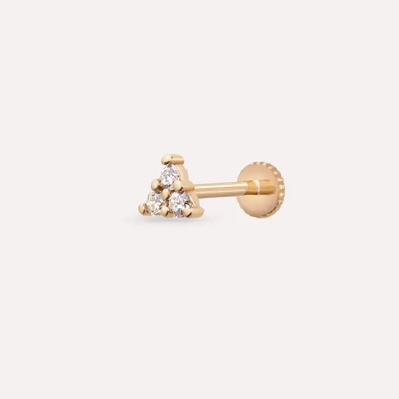 Mini Triangle Pırlanta Taşlı Rose Altın Piercing - 1
