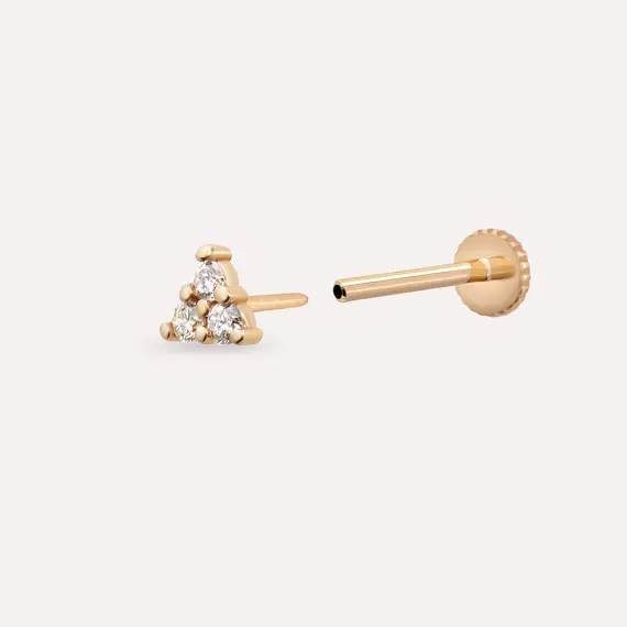 Mini Triangle Pırlanta Taşlı Rose Altın Piercing - 2