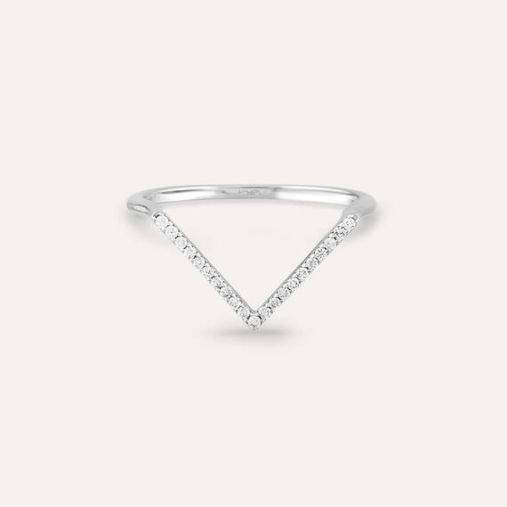 Minimal Diamond Chevron Ring - 2