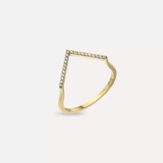 Minimal Diamond Yellow Gold Ring - 4