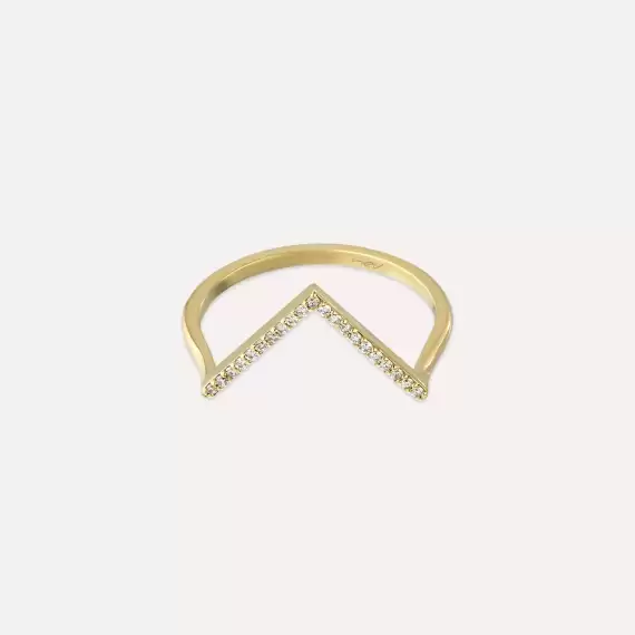 Minimal Diamond Yellow Gold Ring - 5