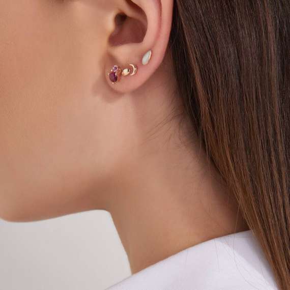 Minimal Moon Rose Gold Single Earring - 2