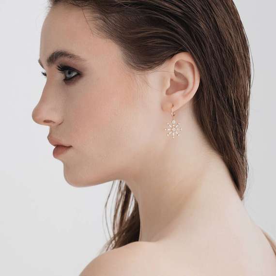 Mintaka 0.98 CT Baguette Cut Diamond Rose Gold Earring - 2