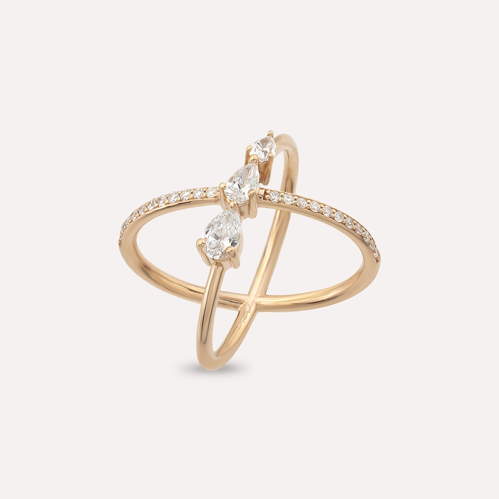 Mira Pear Cut Diamond Rose Gold Ring - 4
