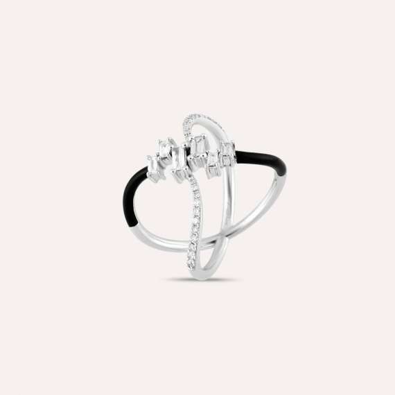 Mirach 0.49 CT Diamond and Black Enamel Ring - 3