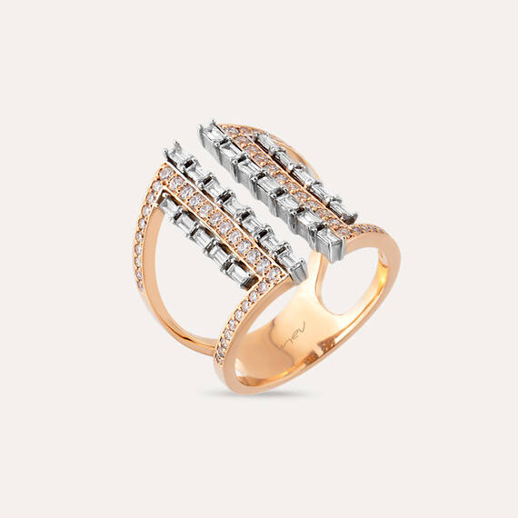 Mireler 1.10 CT Baget Pırlanta Taşlı Rose Altın Yüzük - 2