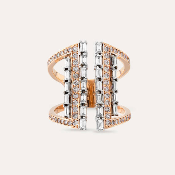 Mireler 1.10 CT Baget Pırlanta Taşlı Rose Altın Yüzük - 4