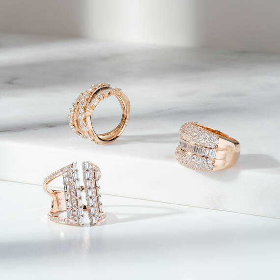 Mireler 1.10 CT Baget Pırlanta Taşlı Rose Altın Yüzük - 3