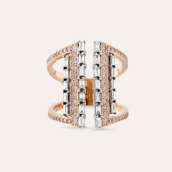 Mireler 1.10 CT Baguette Cut Diamond Rose Gold Ring - 3