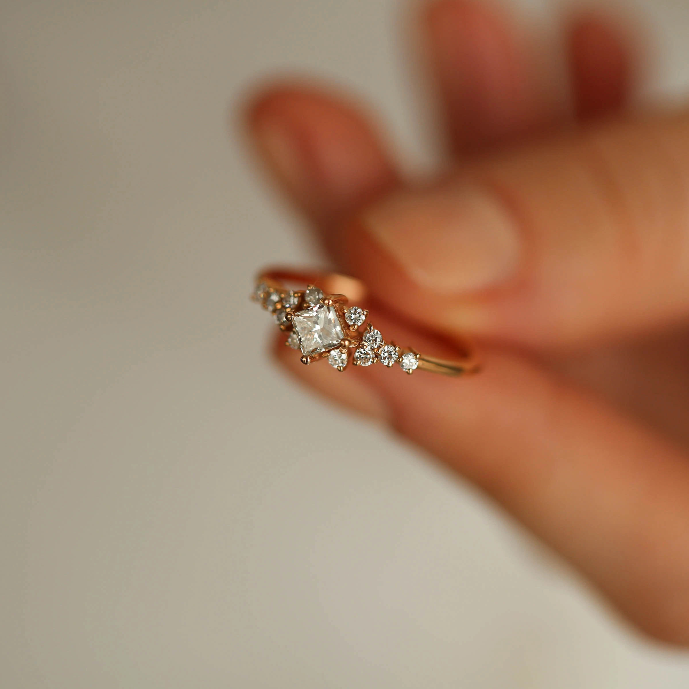 Mirena 0.48 CT Princess Cut Diamond Rose Gold Ring - 1