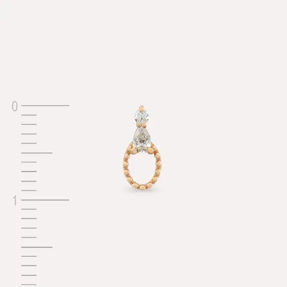 Mirror Pear Cut Diamond Rose Gold Single Earring - 4