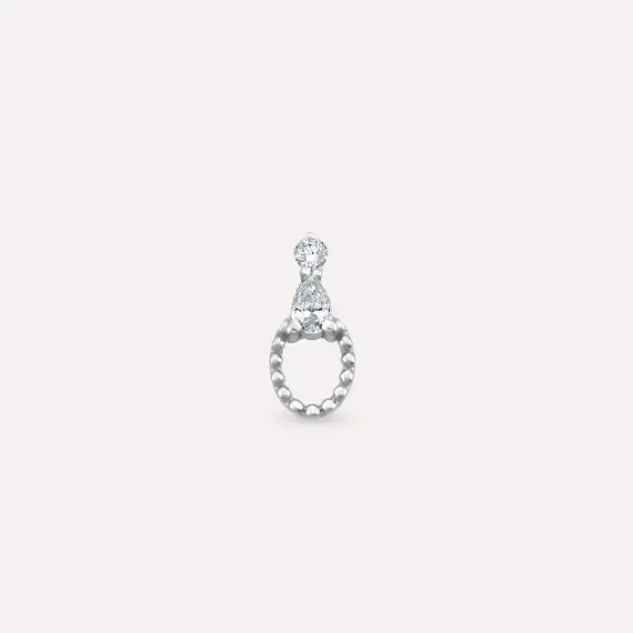 Mirror Pear Cut Diamond White Gold Single Earring - 3