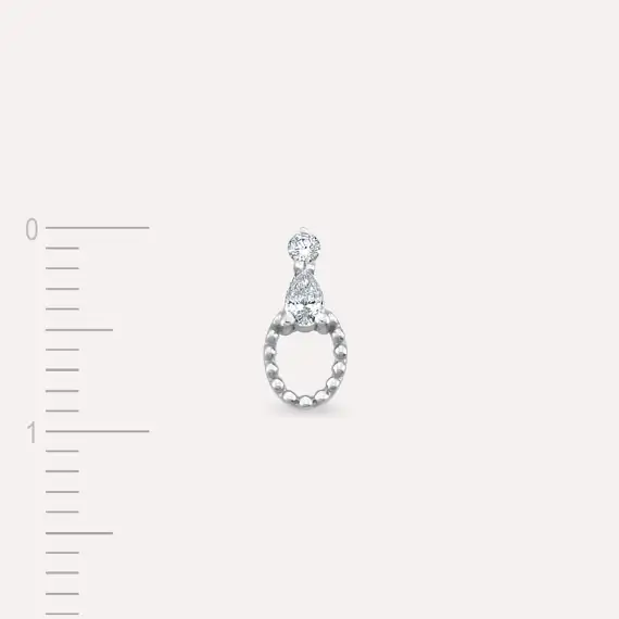 Mirror Pear Cut Diamond White Gold Single Earring - 4