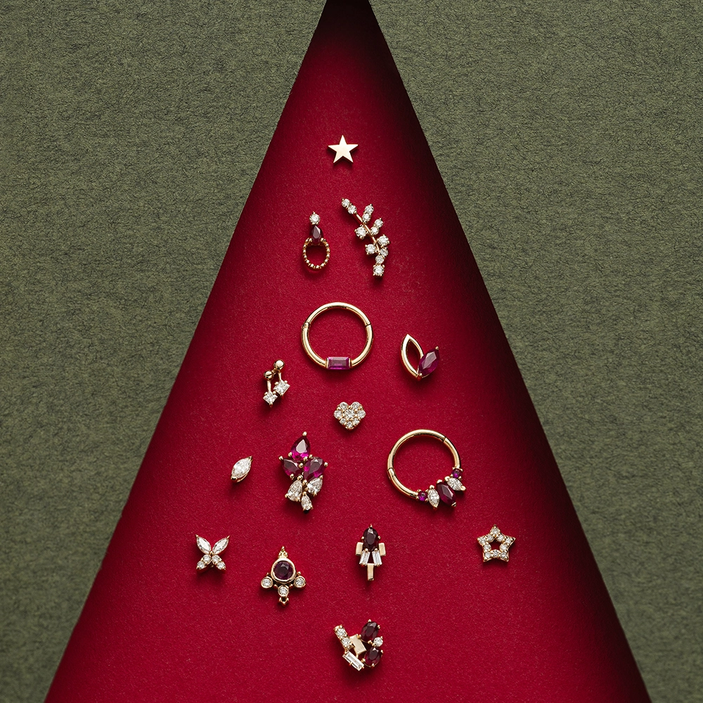 Mirror Ruby and Diamond Rose Gold Piercing - 4