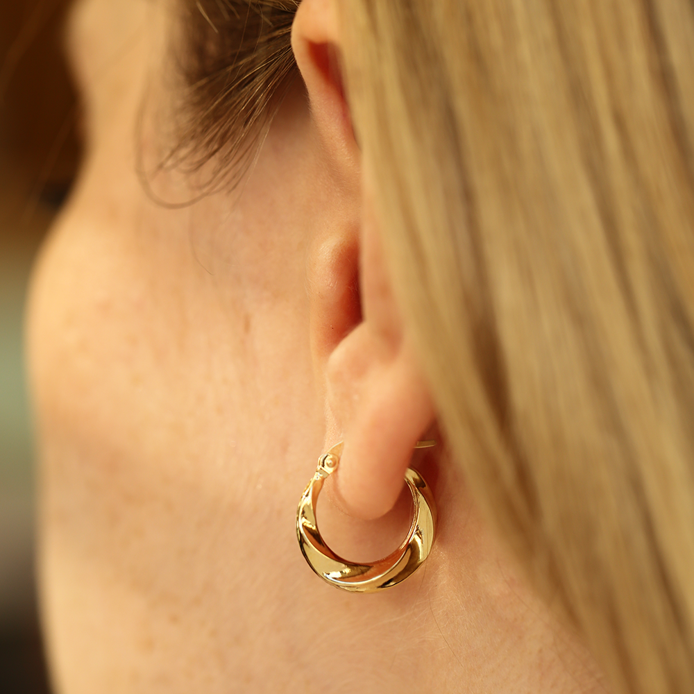 Misty Yellow Gold Hoop Earring - 1