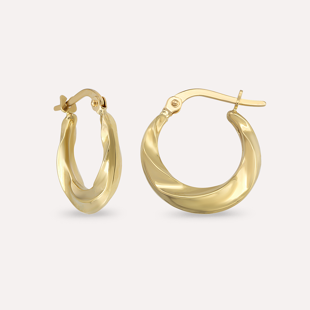 Misty Yellow Gold Hoop Earring - 2