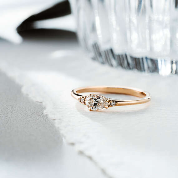 Moira 0.35 CT Pear Cut Diamond Rose Gold Ring - 1
