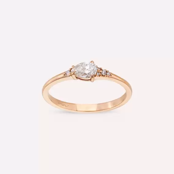 Moira 0.35 CT Pear Cut Diamond Rose Gold Ring - 2