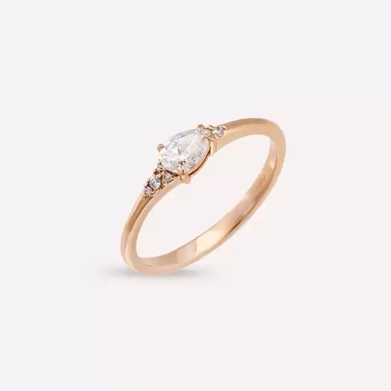 Moira 0.35 CT Pear Cut Diamond Rose Gold Ring - 3