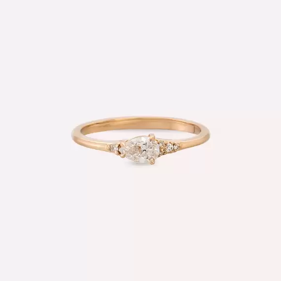 Moira 0.35 CT Pear Cut Diamond Rose Gold Ring - 5