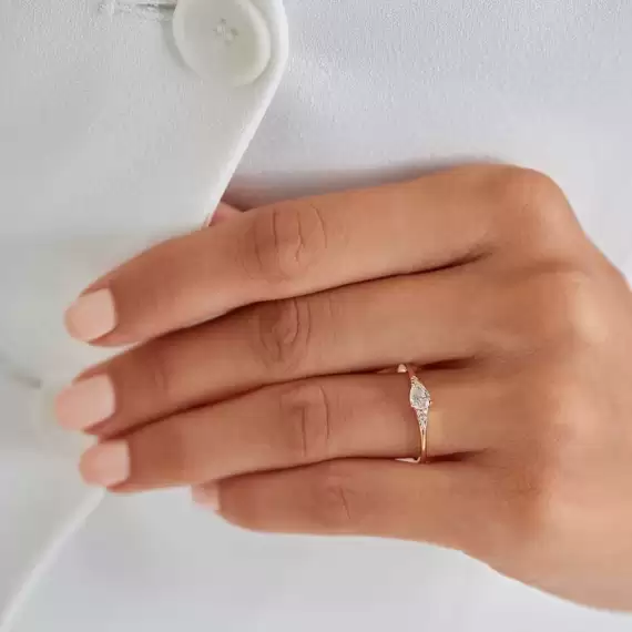 Moira 0.35 CT Pear Cut Diamond Rose Gold Ring - 4