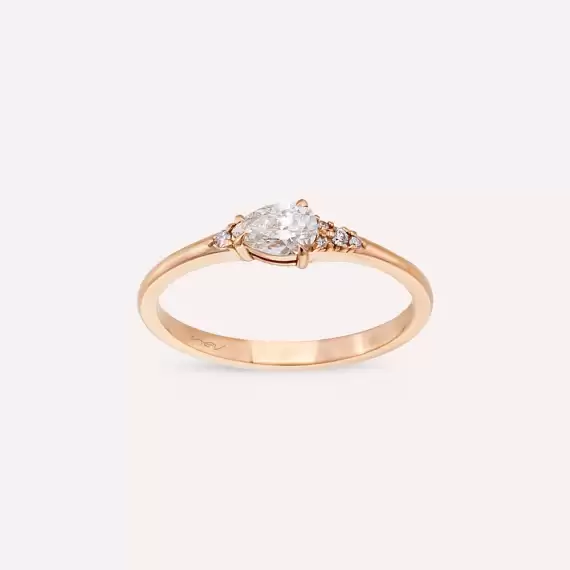 Moira 0.36 CT Pear Cut Diamond Rose Gold Ring - 2