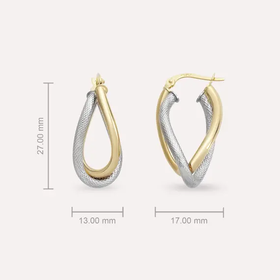Molten Yellow and White Gold Hoop Earring - 2