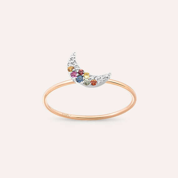Moon 0.11 CT Multicolor Sapphire Rose Gold Ring - 1