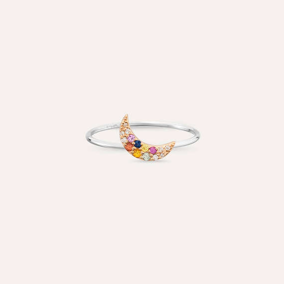 Moon 0.11 CT Multicolor Sapphire White Gold Ring - 3