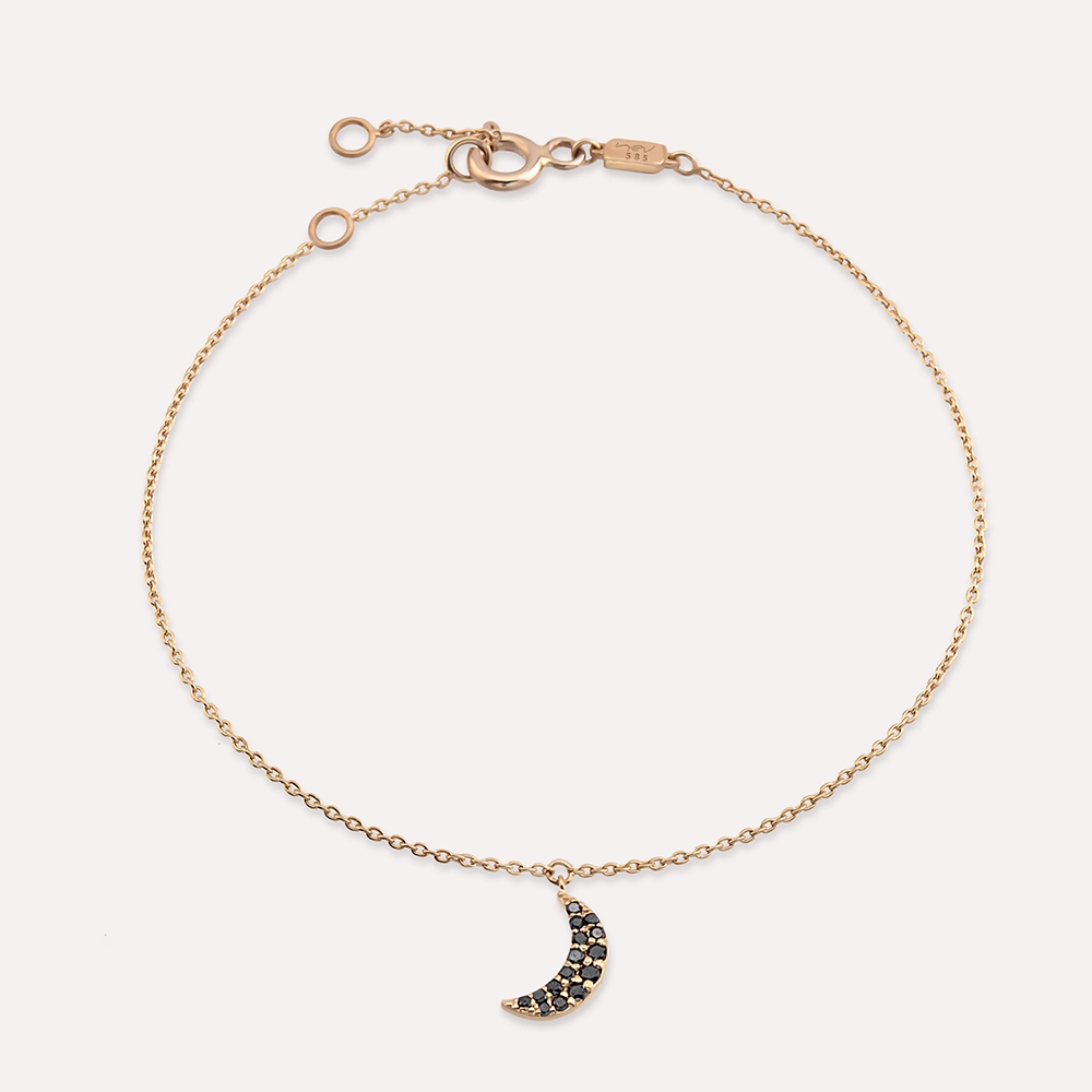 Moon Black Diamond Rose Gold Bracelet - 2