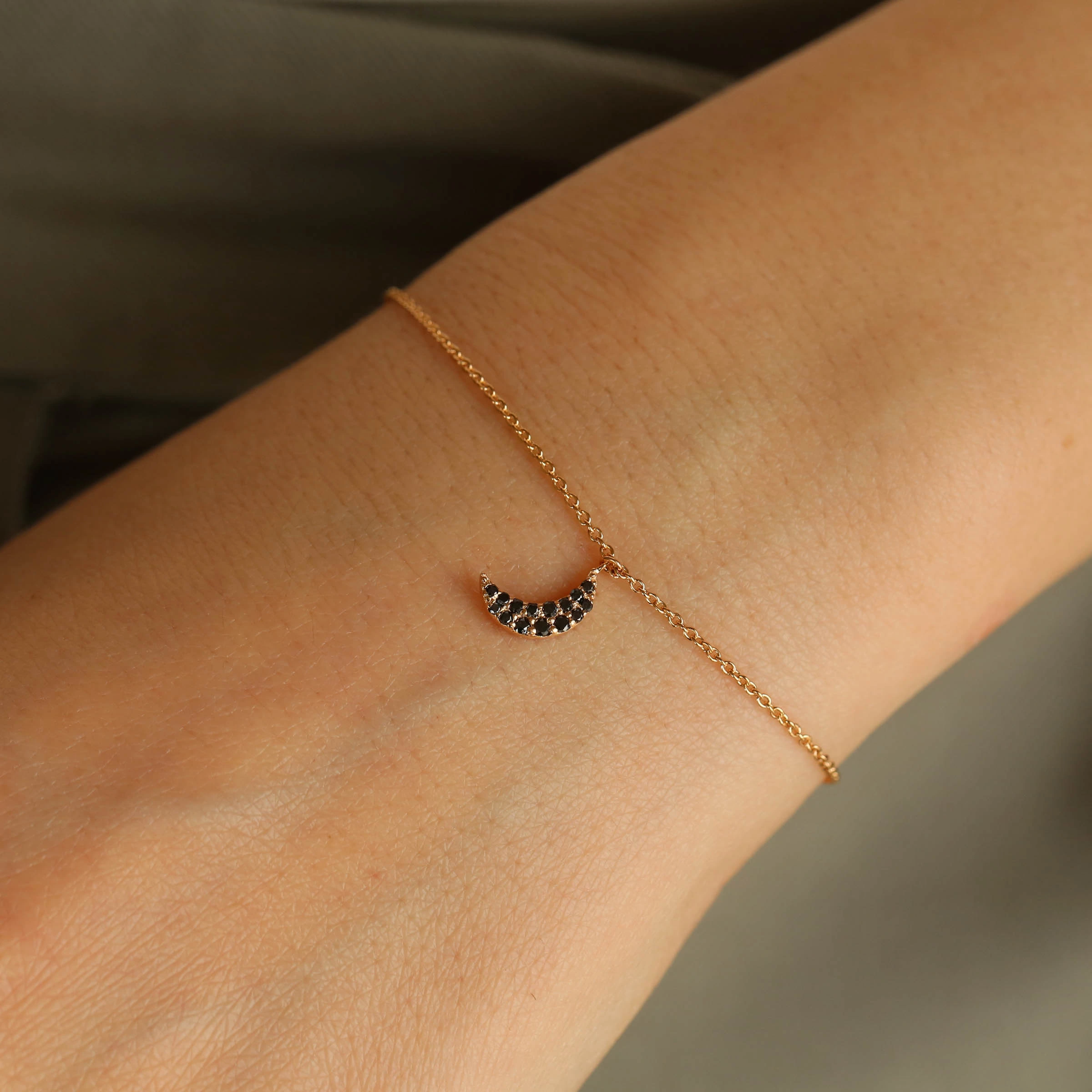 Moon Black Diamond Rose Gold Bracelet - 1