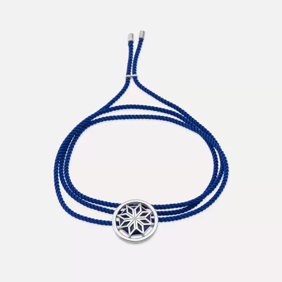 Mosaic No:2 Navy Blue Enamel Silver Bracelet - 3