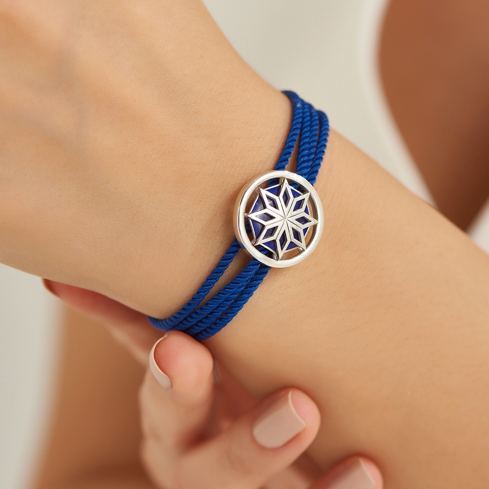 Diamond and Navy Blue String Bracelet – Nell
