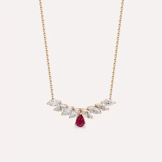 Muse 1.37 CT Ruby and Diamond Rose Gold Necklace - 1