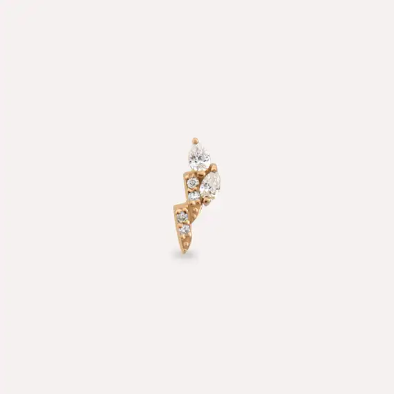 Myra Pear Cut Diamond Rose Gold Single Earring - 4