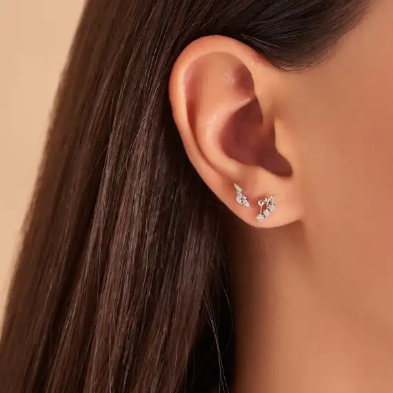 Myra Pear Cut Diamond White Gold Single Earring - 2