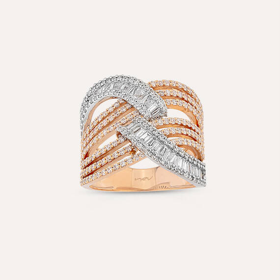 Mystic 1.35 CT Baguette Cut and Trapeze Cut Diamond Ring - 1