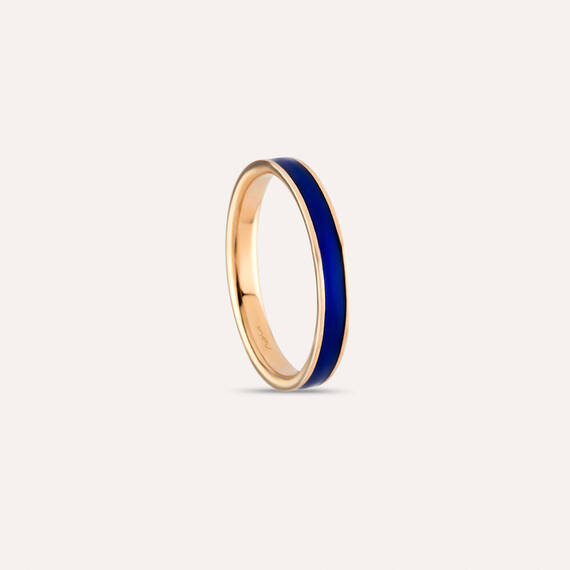 Navy Blue Enamel Gold Ring - 5
