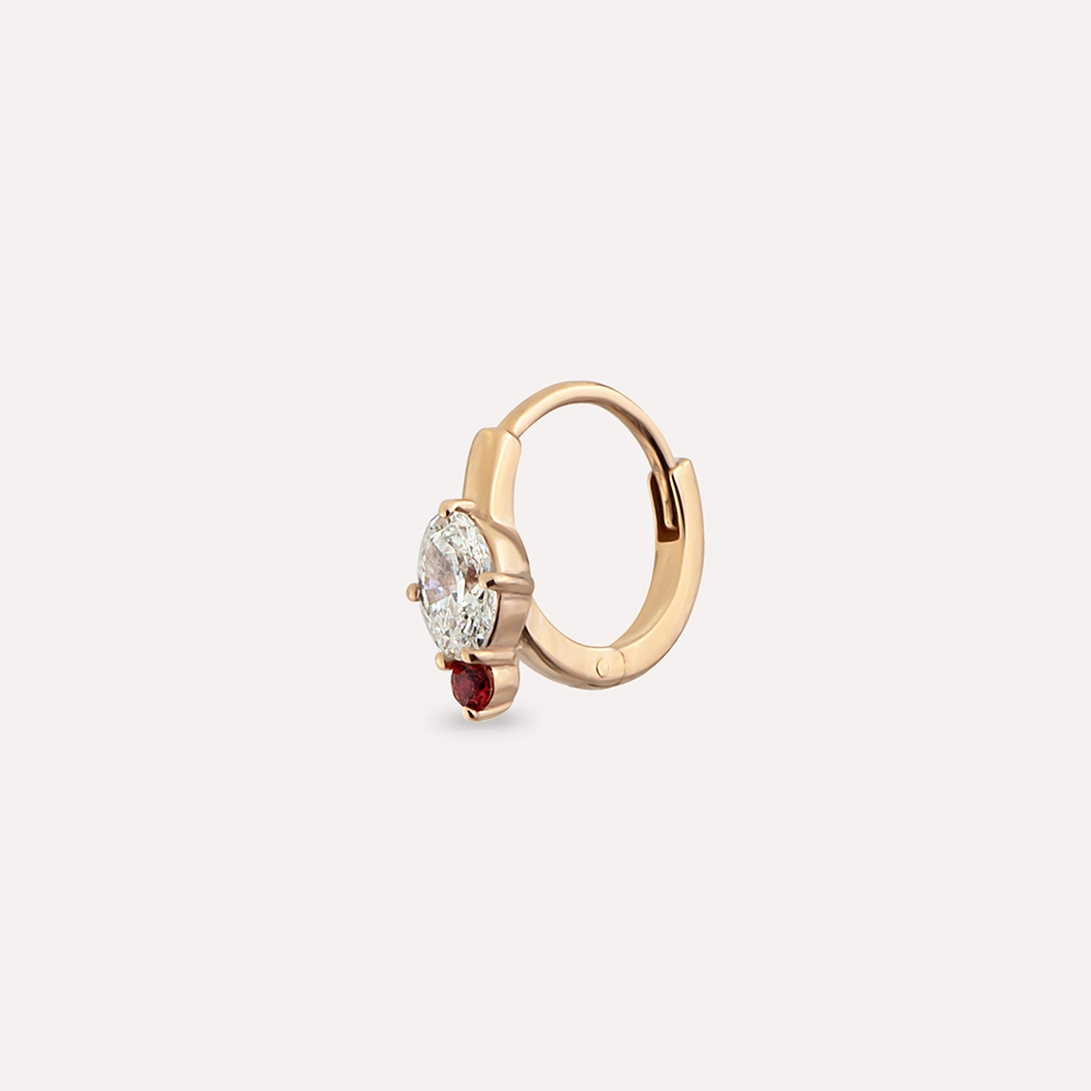 Nell 0.26 CT Red Safir ve Oval Kesim Pırlanta Taşlı Halka Piercing - 4