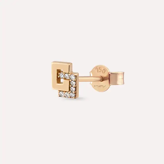 Nest Diamond Rose Gold Single Earring - 4