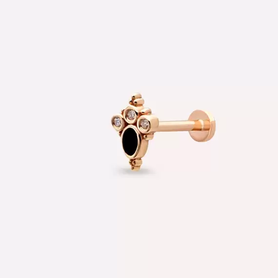 Nia Diamond and Black Enamel Rose Gold Piercing - 1