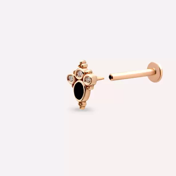 Nia Diamond and Black Enamel Rose Gold Piercing - 5