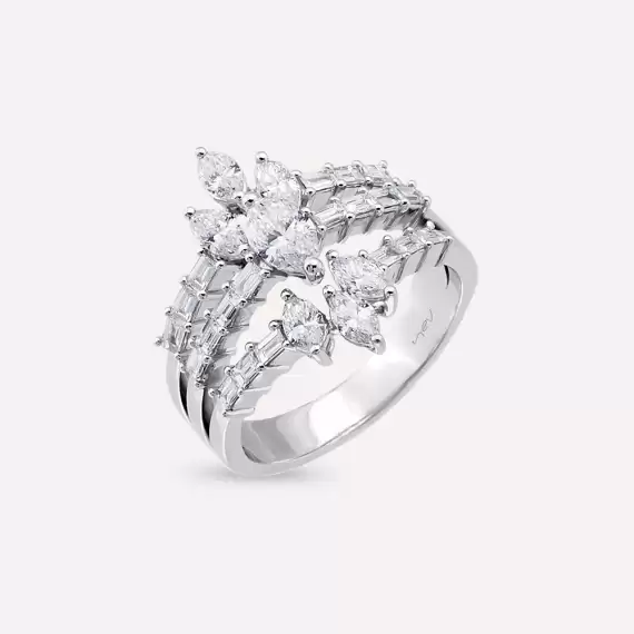 Niki 1.59 CT Baguette and Marquise Cut Diamond White Gold Ring - 3