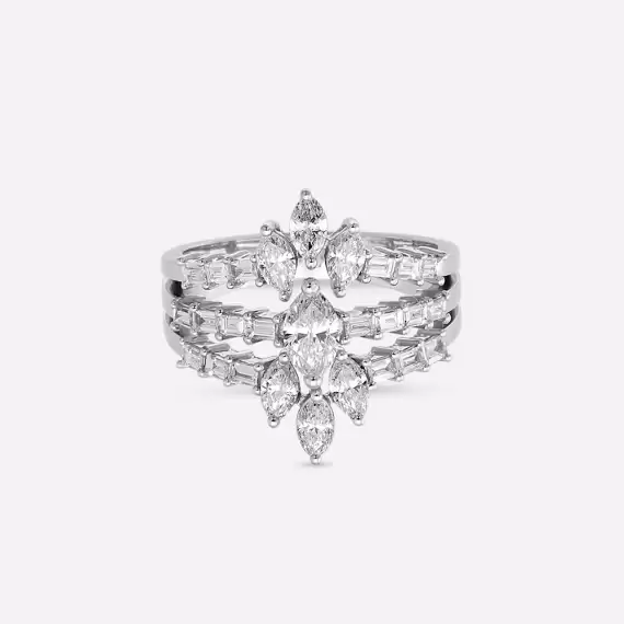 Niki 1.59 CT Baguette and Marquise Cut Diamond White Gold Ring - 4